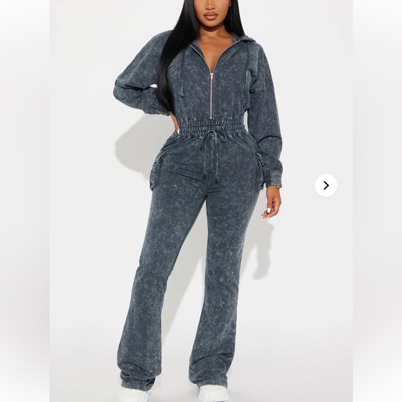 Fashion Nova Pants - Fashion Nova Charcoal Navy  Found My Peace  Jumpsuit NWT XL